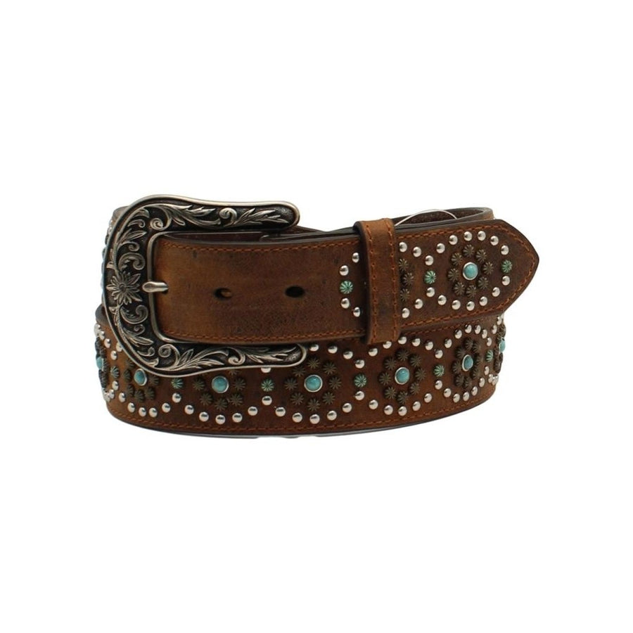 Nocona Western Belt Womens Circular Studs Stones Leather N320002802 Image 1