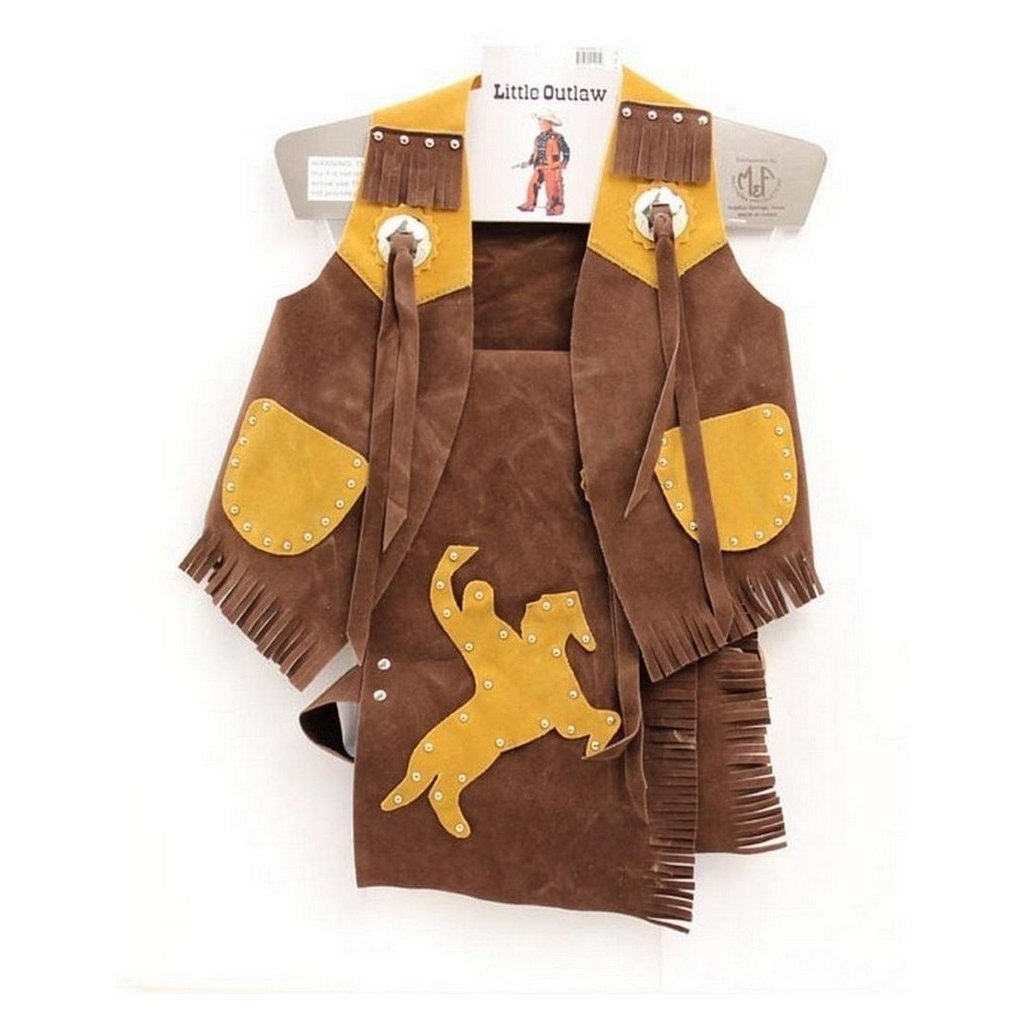 Little Outlaw Chaps Vest Kids Set Suede Costume Brown Tan 5083002 Image 1