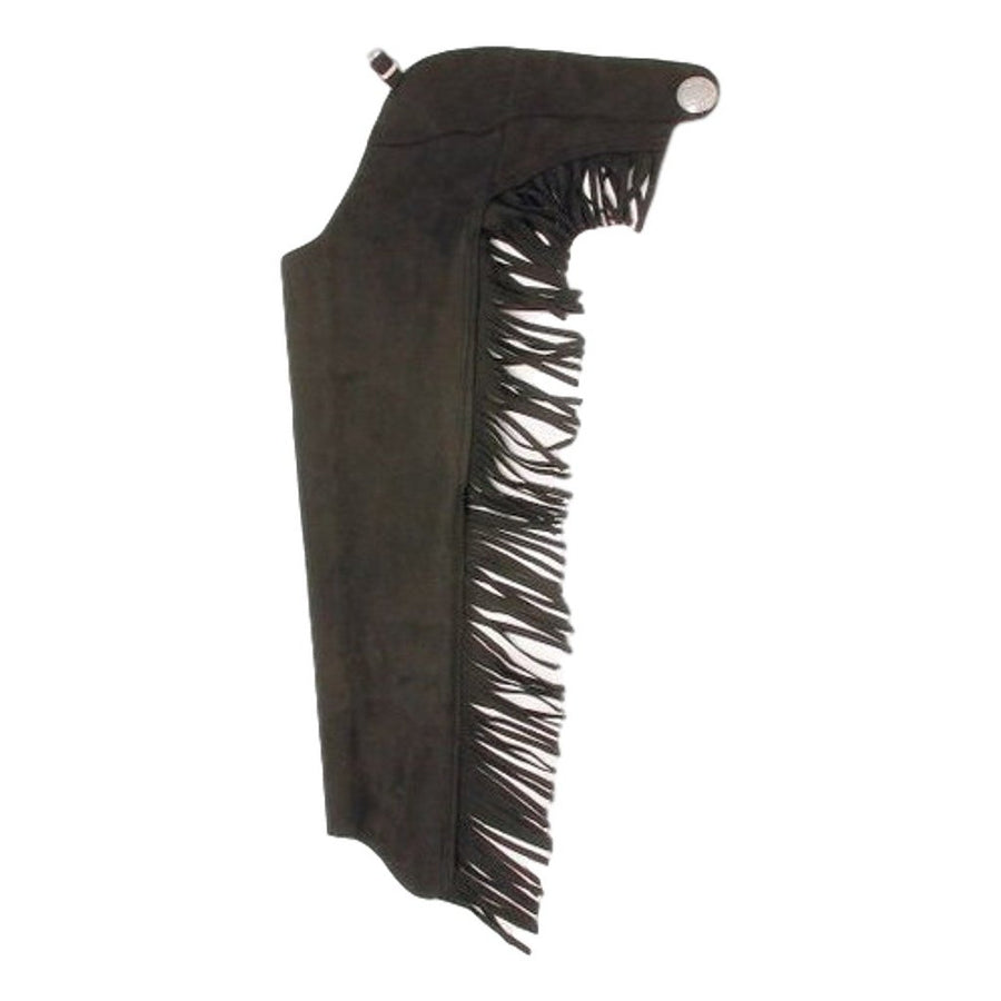 Tough 1 Western Chaps Youth Synthetic Equitation Fringe Black 63-316 Image 1