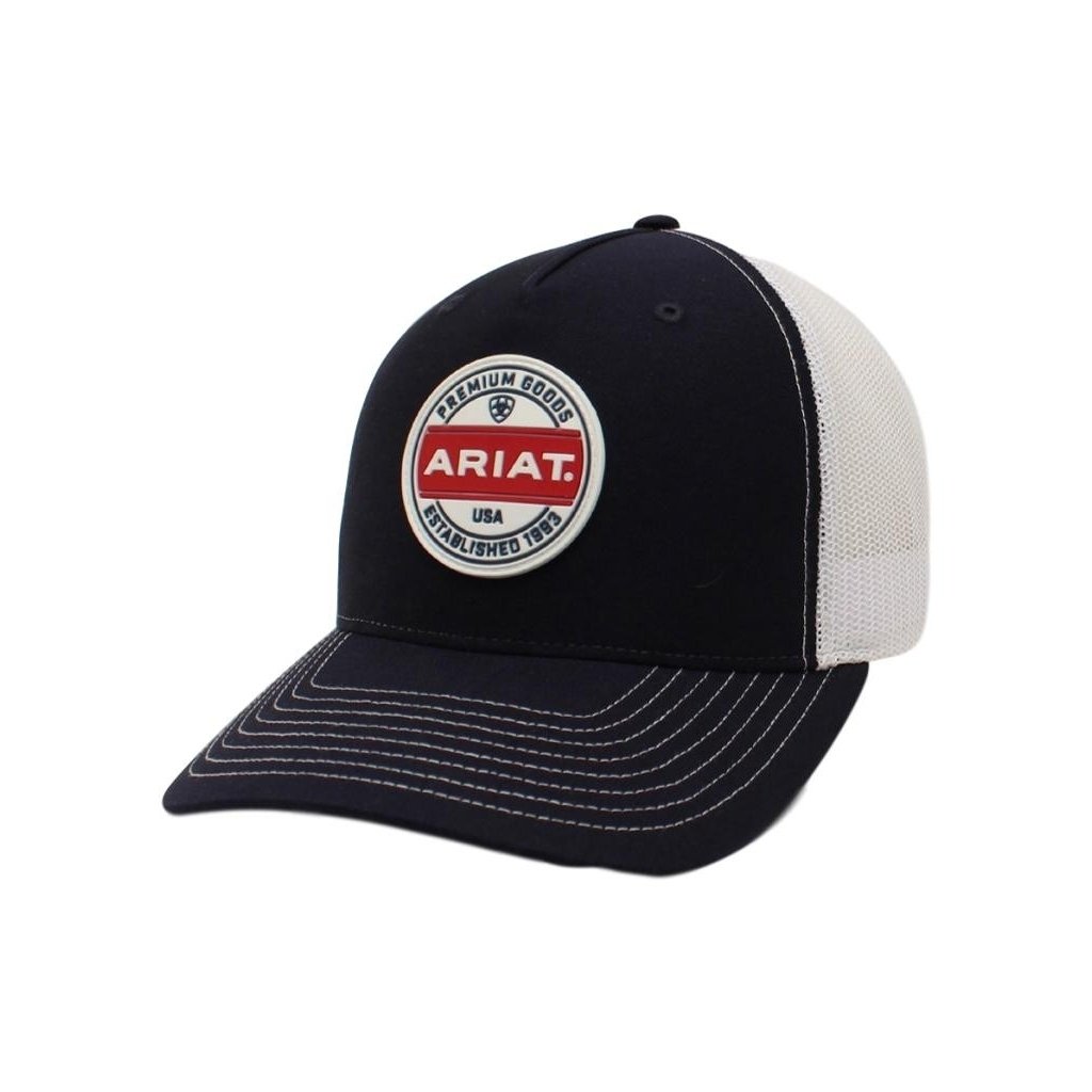 Ariat Western Hat Baseball Cap Mesh Logo Patch Navy White A300012503 Image 1