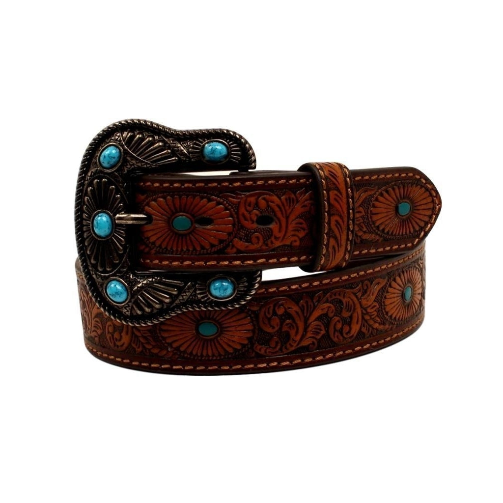 Nocona Western Belt Womens Leather Oval Starburst Scroll N3412002 Image 1