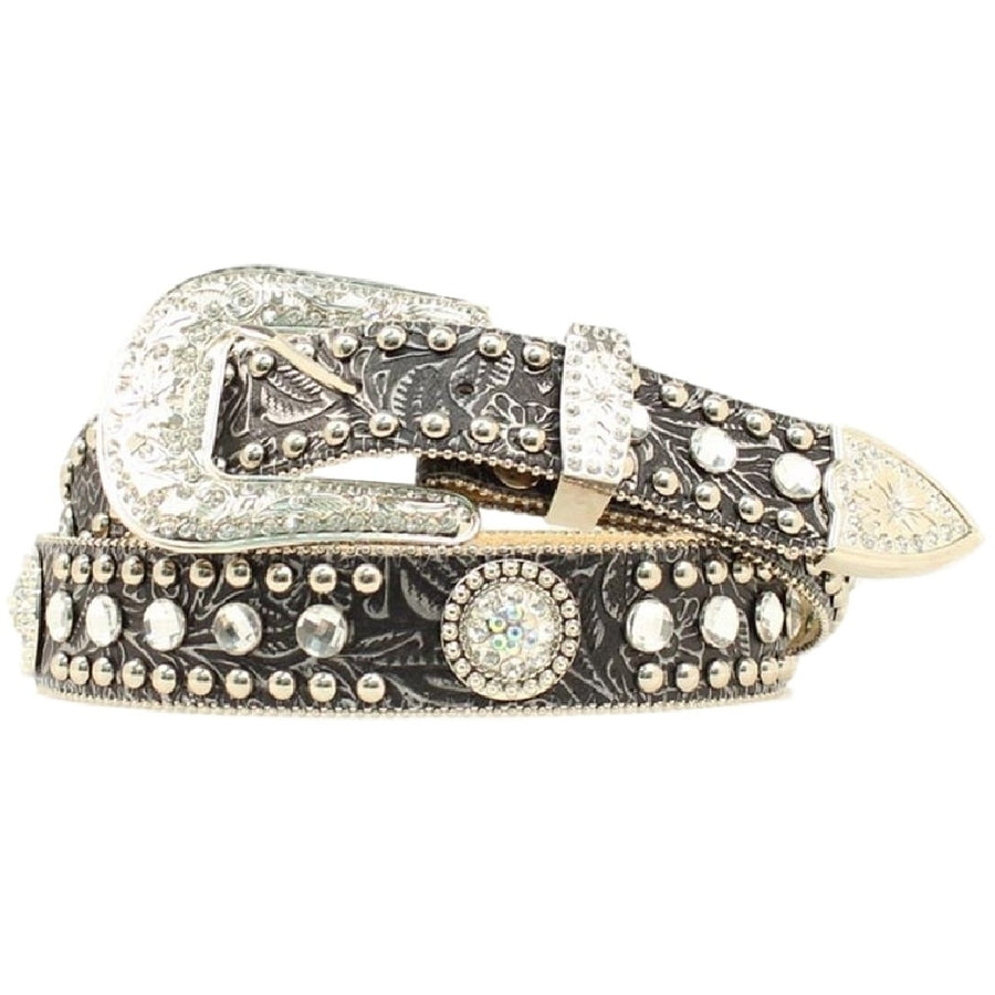 Blazin Roxx Western Belt Womens Crystal Floral Black Gray N3513001 Image 1