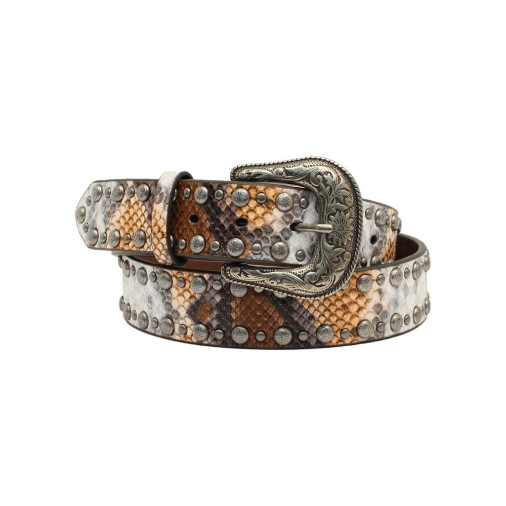 Angel Ranch Western Belt Womens Python Print Nail Heads D140000902 Image 1