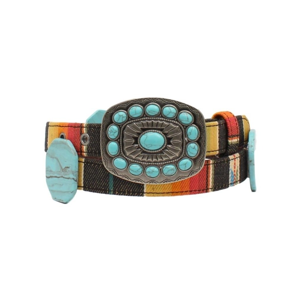 Angel Ranch Western Belt Womens Serape Print Stone Buckle D140000297 Image 1