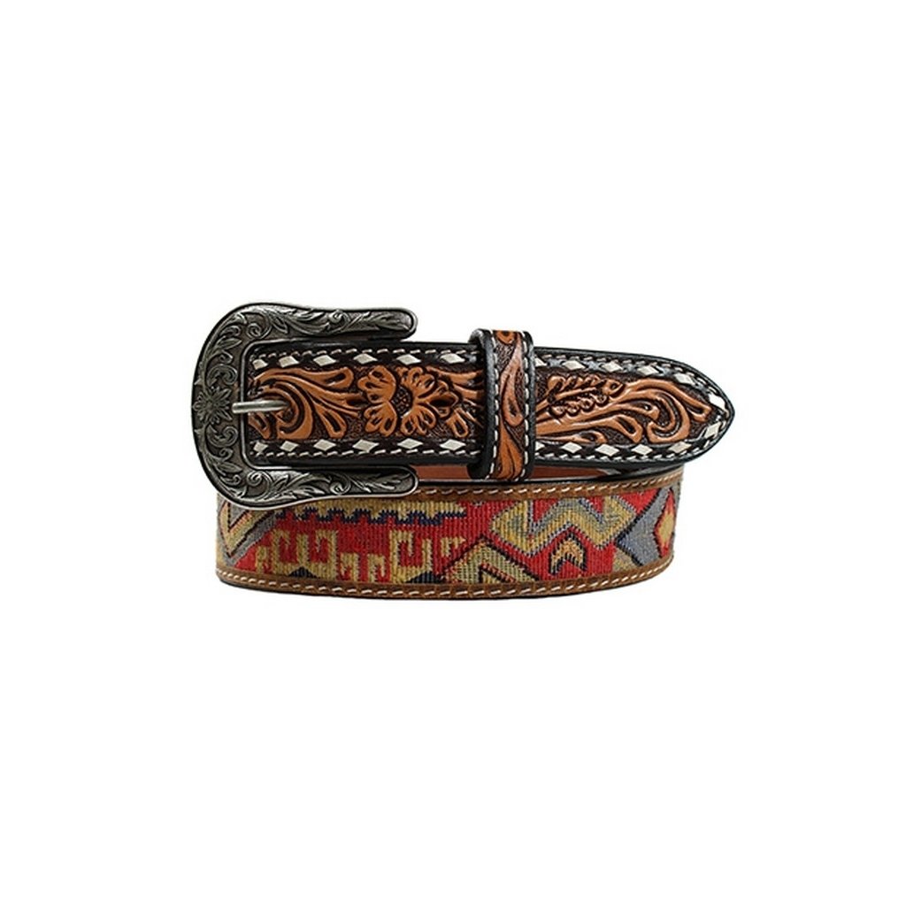 Angel Ranch Western Belt Womens Aztec Tooled Buck Laced D140003802 Image 1