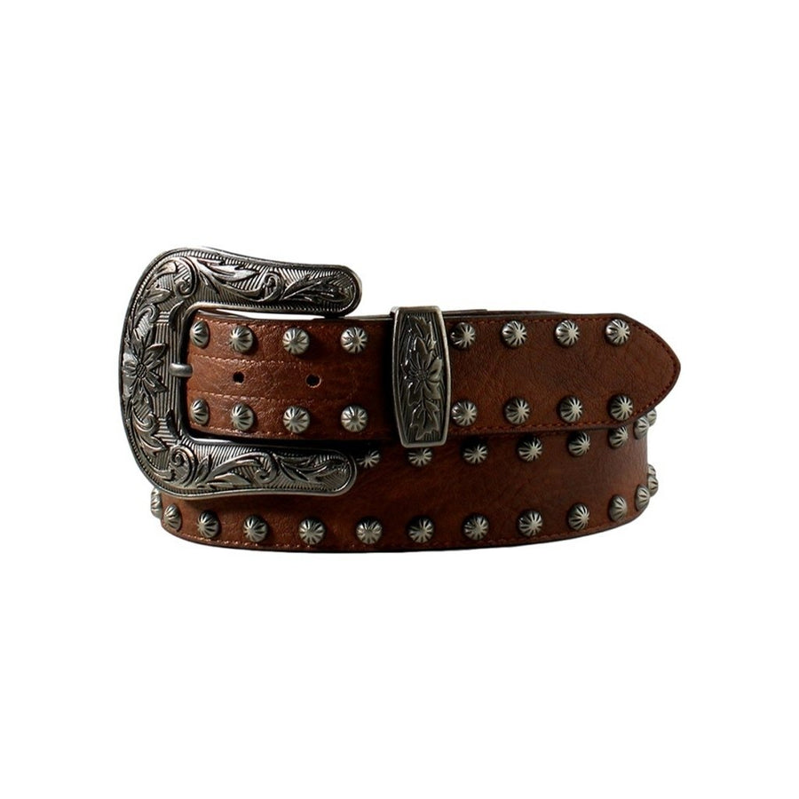 Ariat Western Belt Womens Floral Nailheads Antique Brown A1561002 Image 1