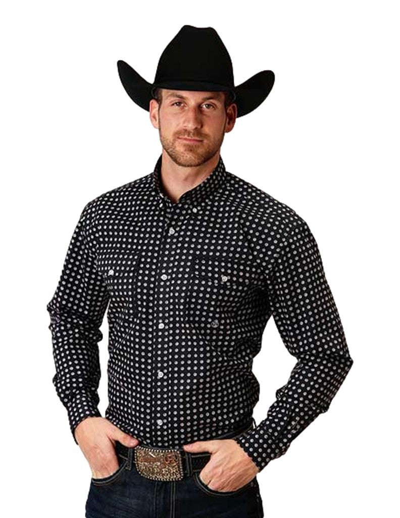 Roper Western Shirt Mens Long Sleeve Button Black 03-001-0325-0167 BL Image 1