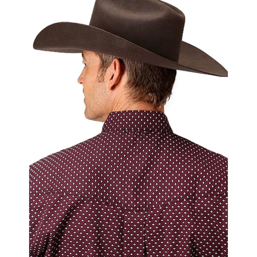 Roper Western Shirt Mens Long Sleeve Print Wine 03-001-0325-0172 WI Image 3