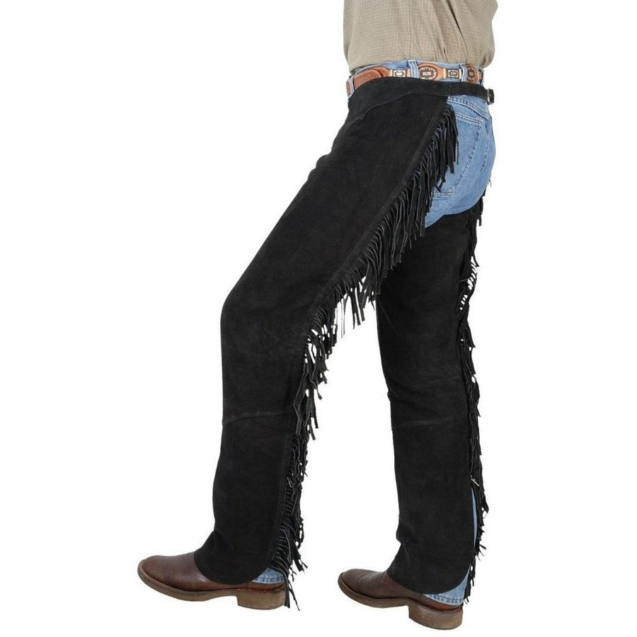 Tough 1 Western Chaps Adult Contour Suede Fringed Adjustable 63-88 Image 1