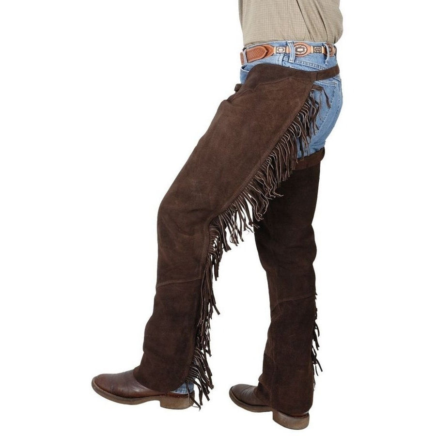 Tough 1 Western Chaps Adult Contour Suede Fringed Adjustable 63-88 Image 1