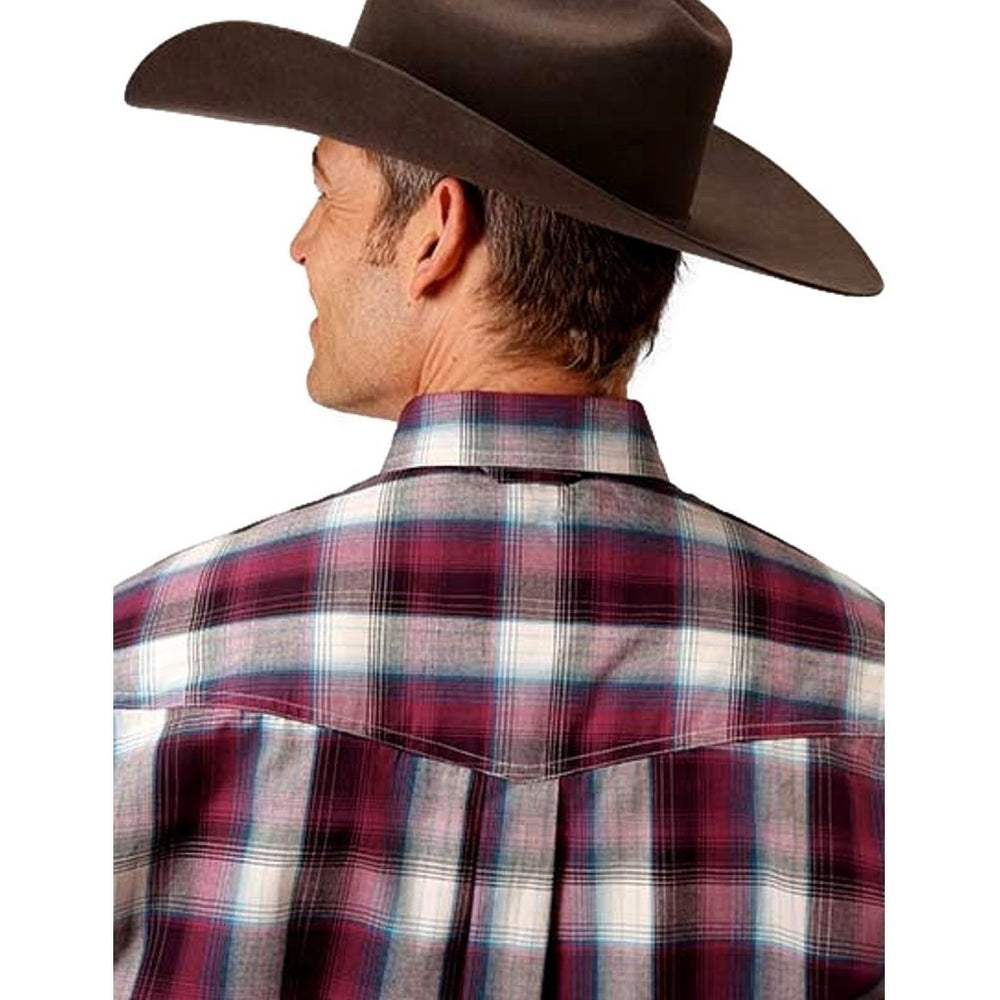 Roper Western Shirt Mens Long Sleeve Pleating Wine 03-001-0378-1033 WI Image 2