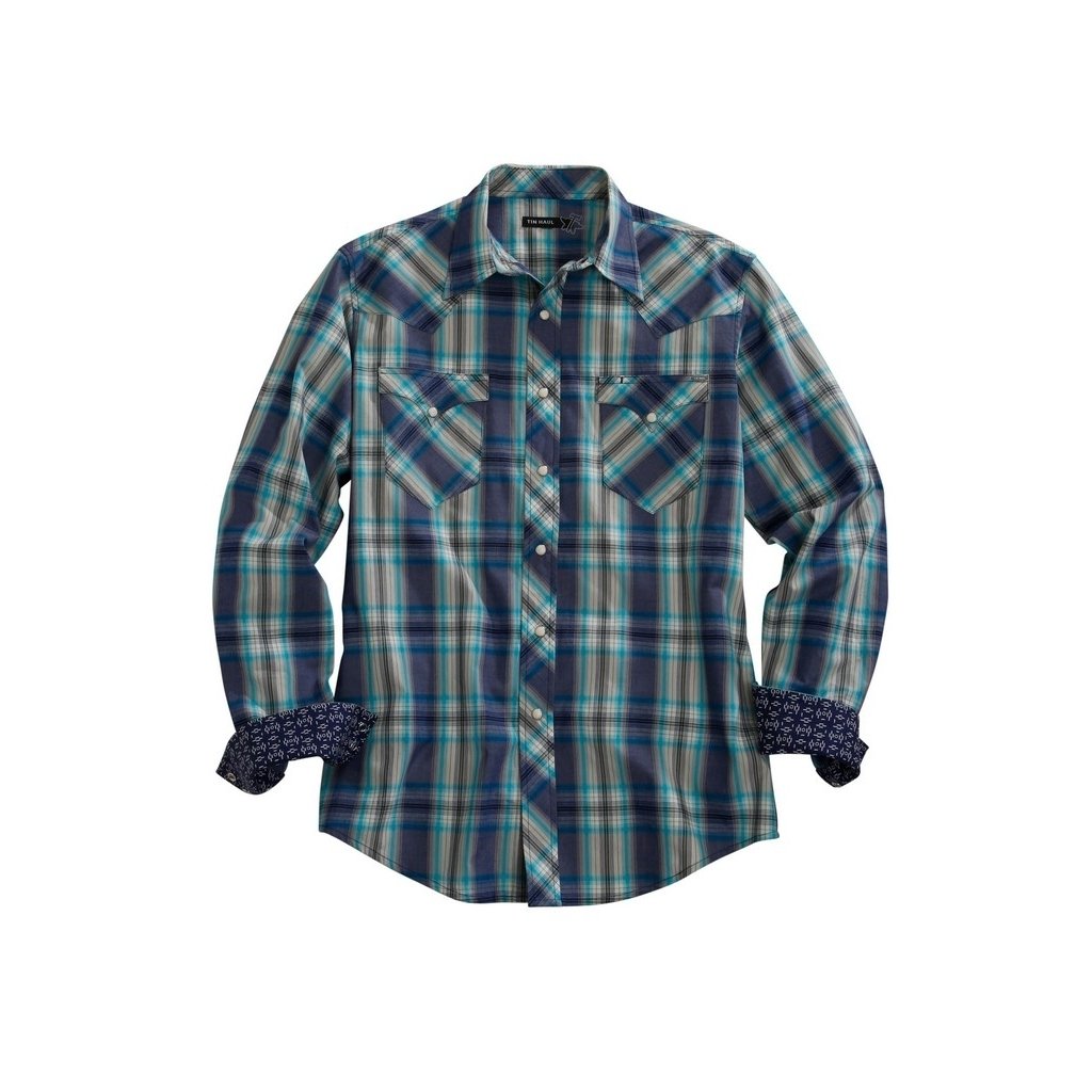 Tin Haul Western Shirt Mens Long Sleeve Plaid Blue 10-001-0062-4028 BU Image 1