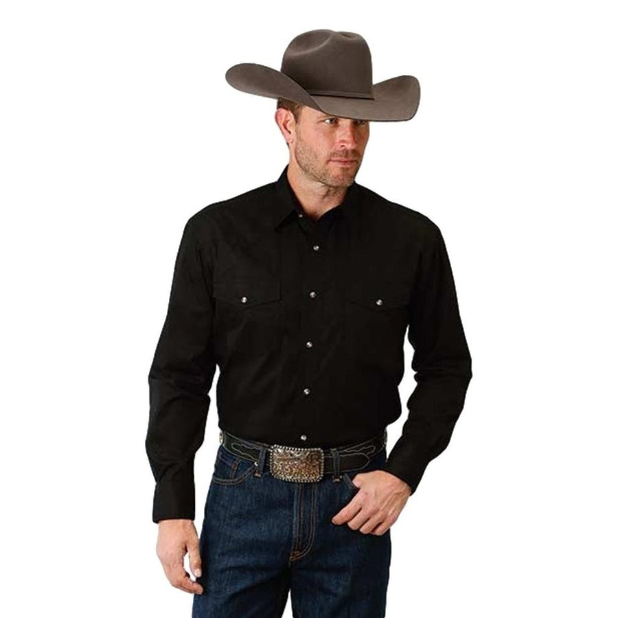 Roper Western Shirt Mens Woven L/S Snap Black 03-001-0765-1017 BL Image 1