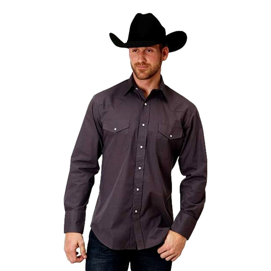 Roper Western Shirt Mens L/S Snap Solid Gray 01-001-0172-0106 GY Image 1