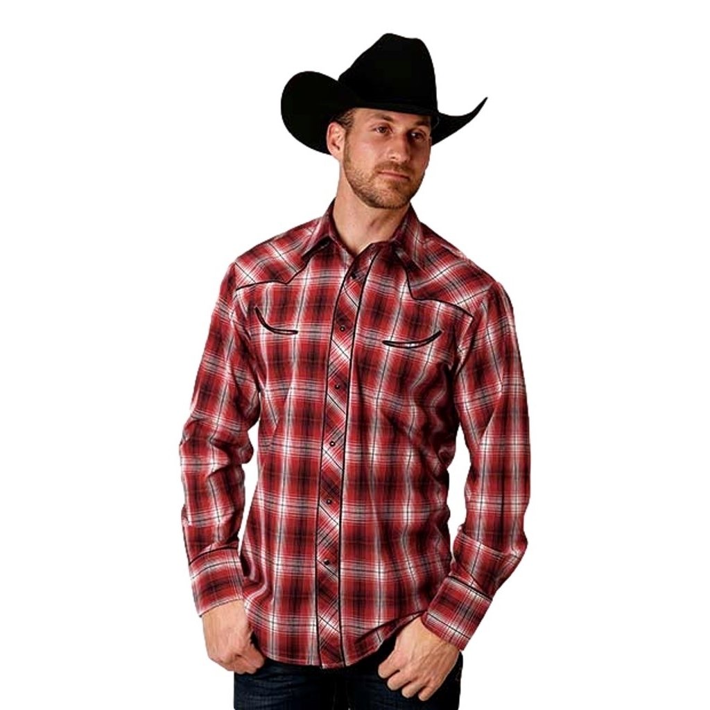 Roper Western Shirt Mens L/S Snap Yokes Red 01-001-0086-0139 RE Image 1