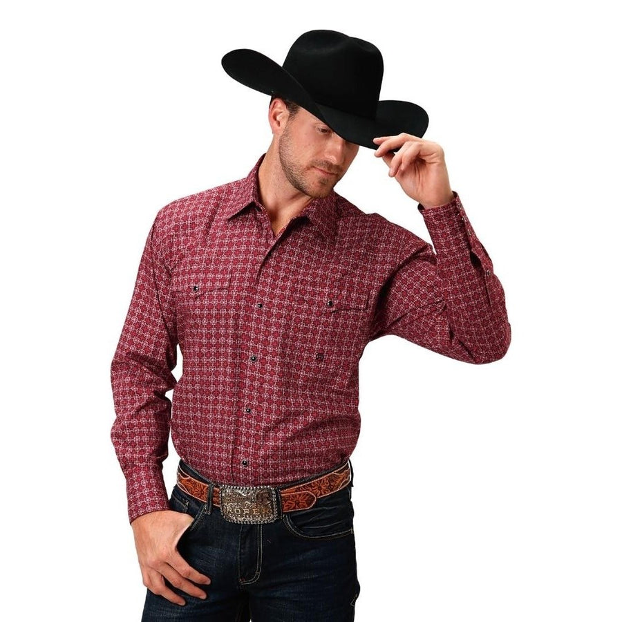 Roper Western Shirt Mens L/S Print Snap Red 03-001-0225-0780 RE Image 1