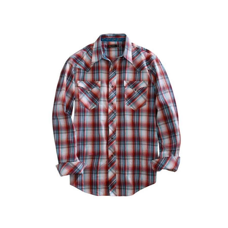 Tin Haul Western Shirt Mens L/S Plaid Snap Red 10-001-0062-0277 RE Image 1