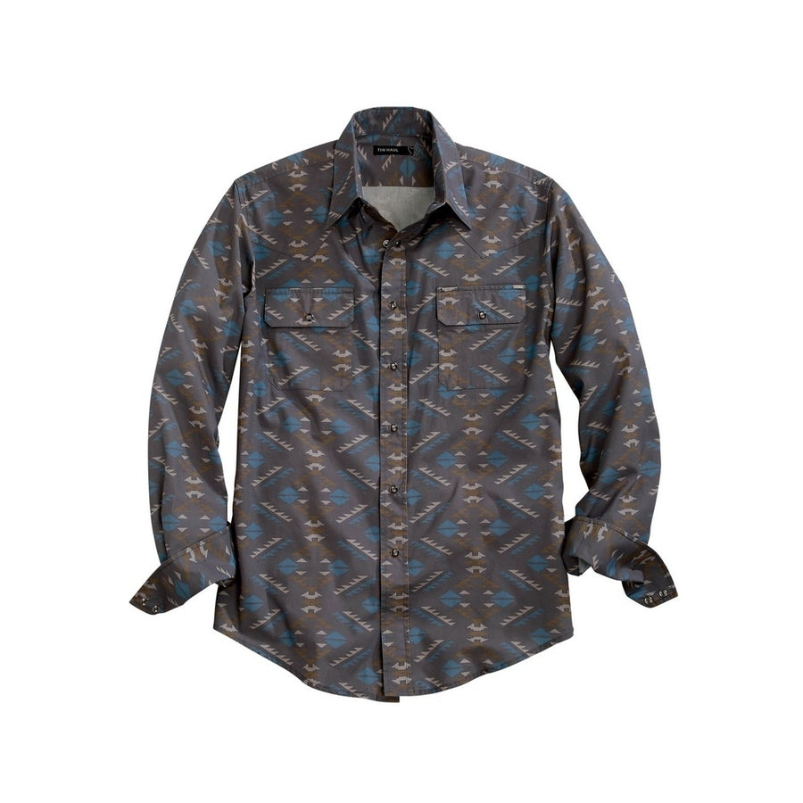 Tin Haul Western Shirt Mens L/S Print Snap Blue 10-001-0064-0607 BU Image 1