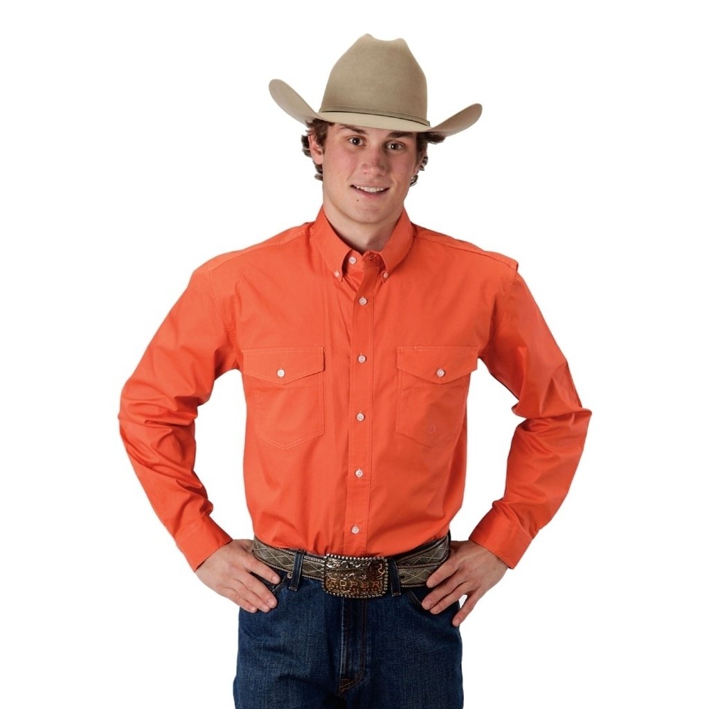 Roper Western Shirt Mens L/S Solid Button Orange 03-001-0365-1070 OR Image 1