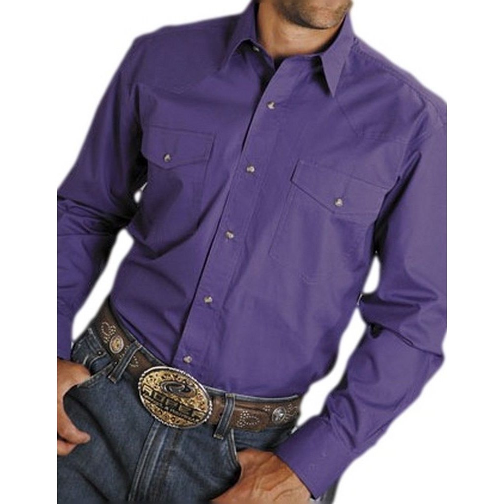 Roper Western Shirt Mens L/S Solid Snap Tall Grape 03-001-0765-1067 PU Image 1