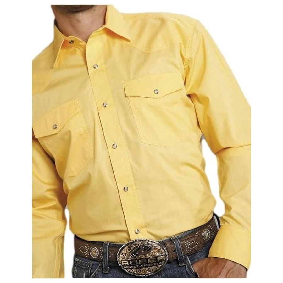 Roper Western Shirt Mens L/S Snap Solid Yellow 03-001-0265-1030 YE Image 1