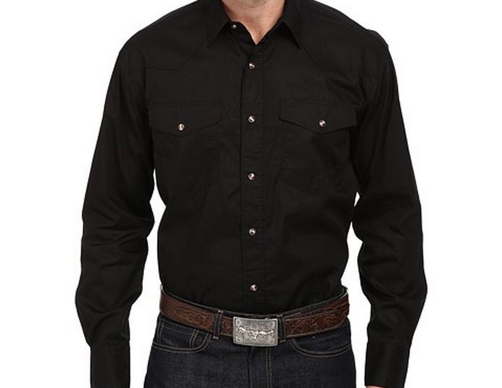 Roper Western Shirt Mens L/S Snap Solid Black 03-001-0265-1017 BL Image 1