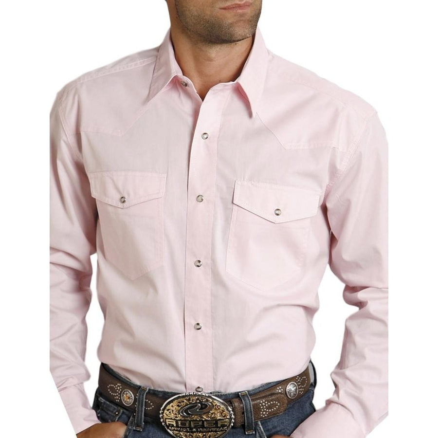 Roper Western Shirt Mens Long Sleeve Snap Pink 03-001-0265-1066 PI Image 1