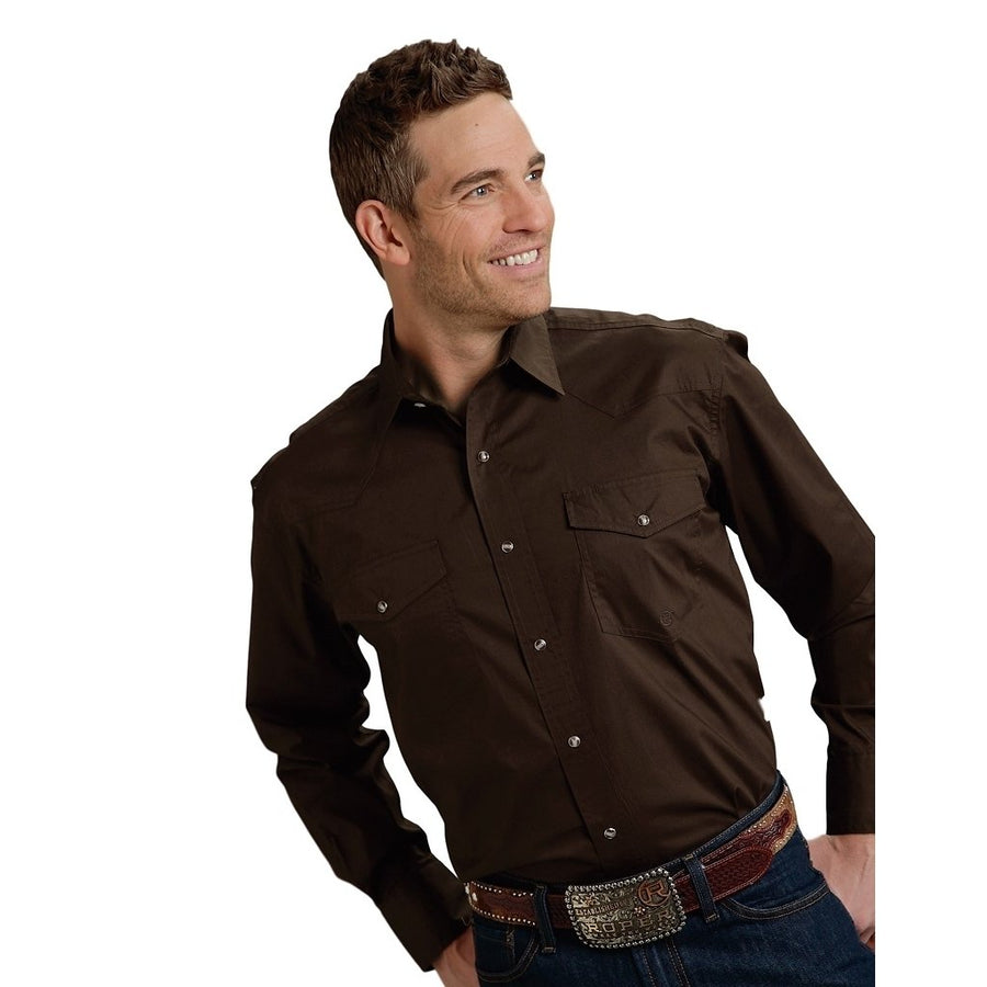 Roper Western Shirt Mens Long Sleeve Snap Brown 03-001-0765-1069 BR Image 1