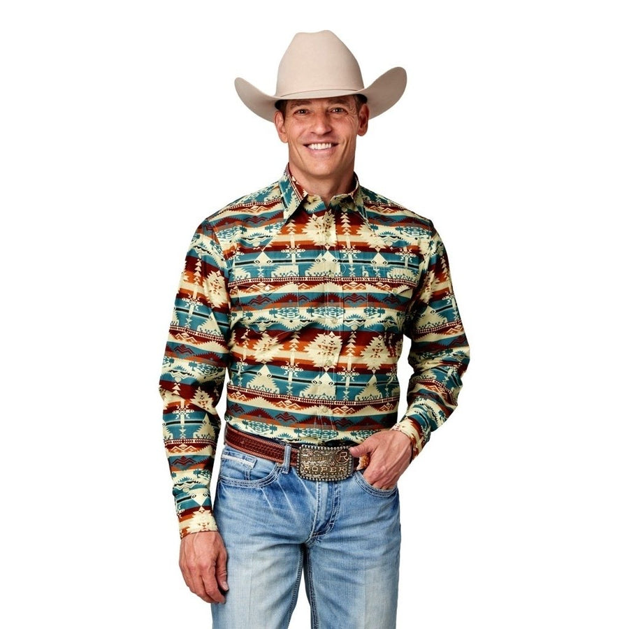 Roper Western Shirt Mens Long Sleeve Snap Print 03-001-0482-0466 WI Image 1