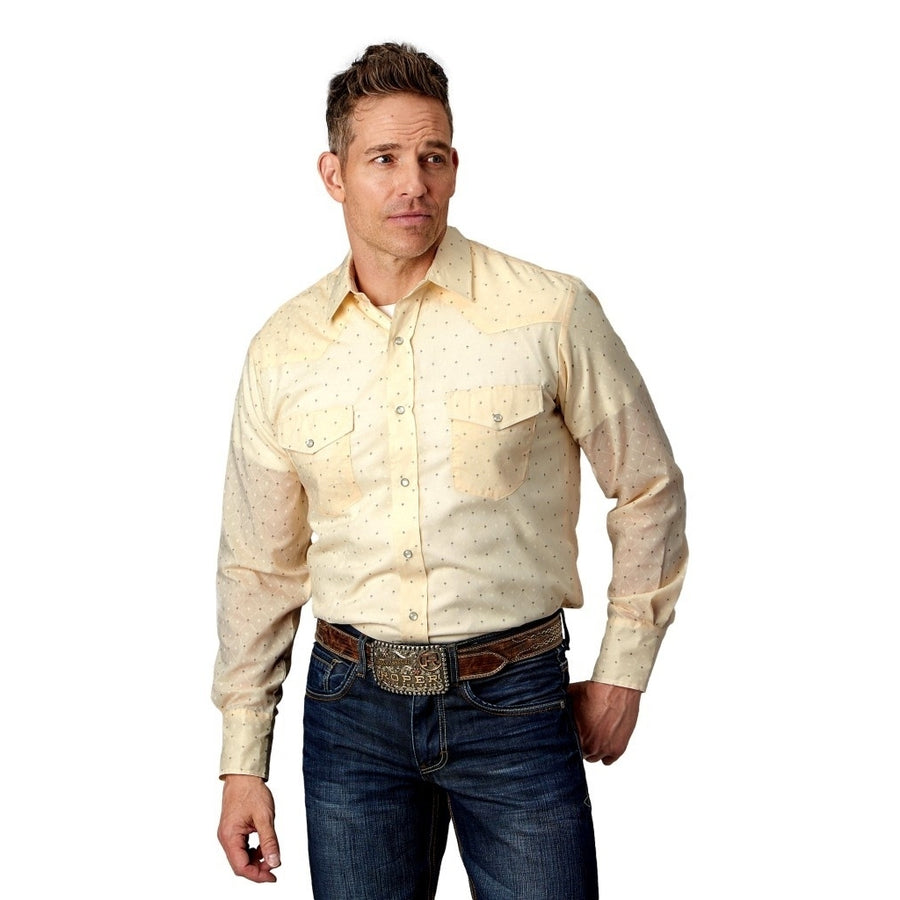 Roper Western Shirt Mens Long Sleeve Print Snap 01-001-0179-4065 WH Image 1