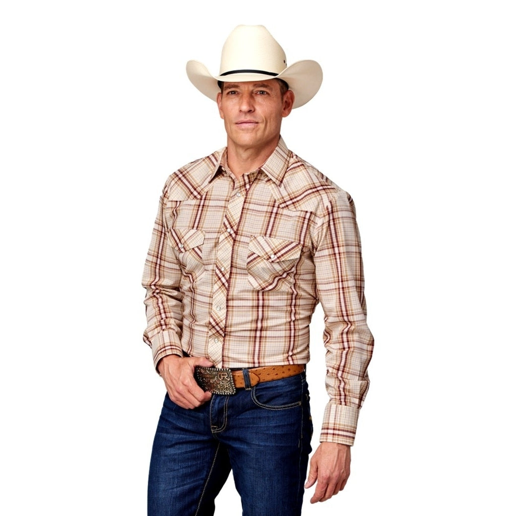 Roper Western Shirt Mens Long Sleeve Plaid Snap 01-001-0171-4060 TA Image 1