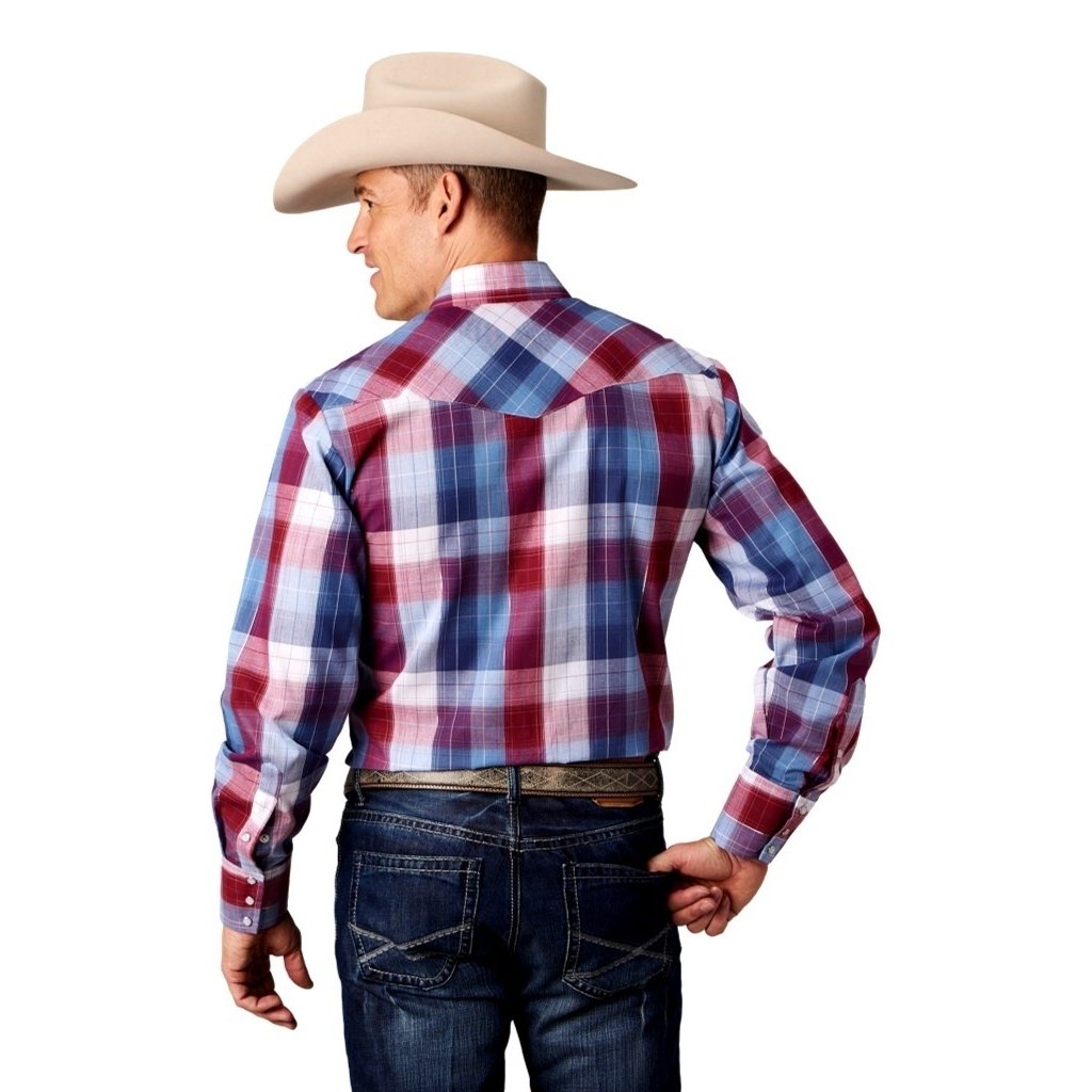 Roper Western Shirt Mens Long Sleeve Plaid Snap 01-001-0101-4056 RE Image 1