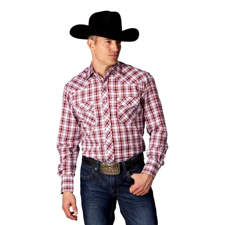 Roper Western Shirt Mens Long Sleeve Plaid Snap 01-001-0101-4055 RE Image 1