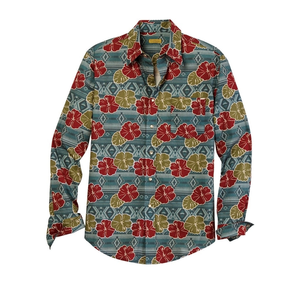 Tin Haul Western Shirt Men L/S Tropical Aztec Snap 10-001-0064-0483 BU Image 1