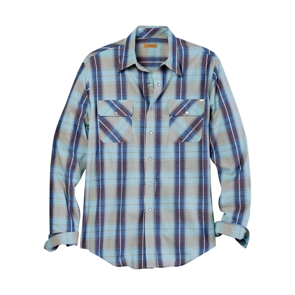 Tin Haul Western Shirt Mens L/S Snap Plaid Blue 10-001-0062-0480 BU Image 1