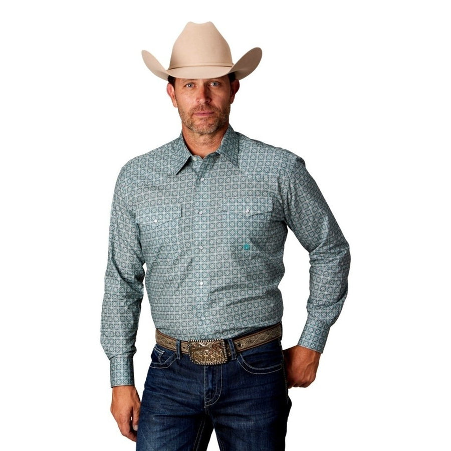 Roper Western Shirt Mens L/S Foulard Snap Gray 03-001-0225-4030 GY Image 1