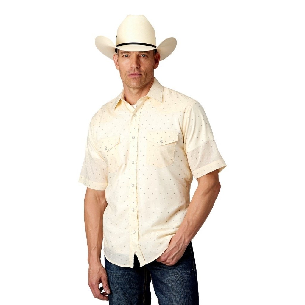 Roper Western Shirt Mens Short Sleeve Print Snap 01-002-0019-4065 WH Image 1