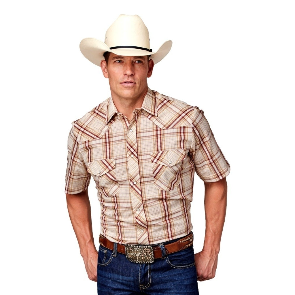 Roper Western Shirt Mens Short Sleeve Snap Plaid 01-002-0101-4060 TA Image 1