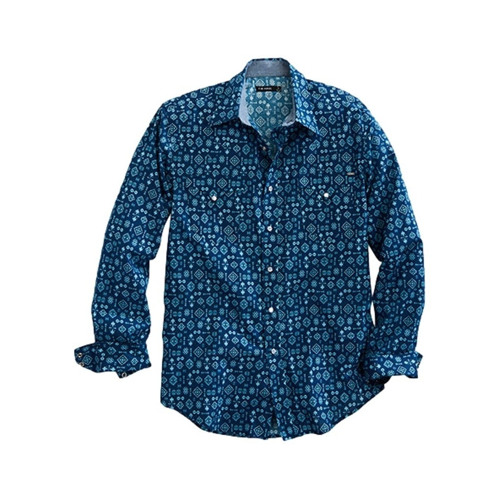 Tin Haul Western Shirt Mens L/S Aztec Print Blue 10-001-0064-0218 BU Image 1