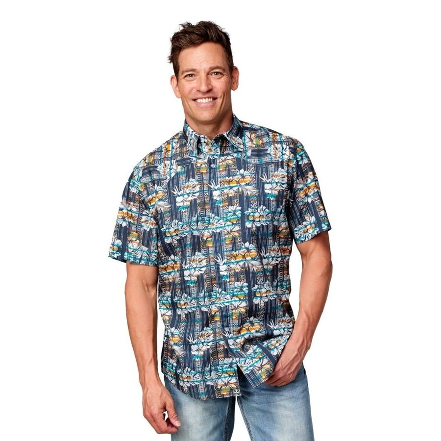 Roper Western Shirt Mens S/S Tropical Gray 03-002-0064-0467 GY Image 1