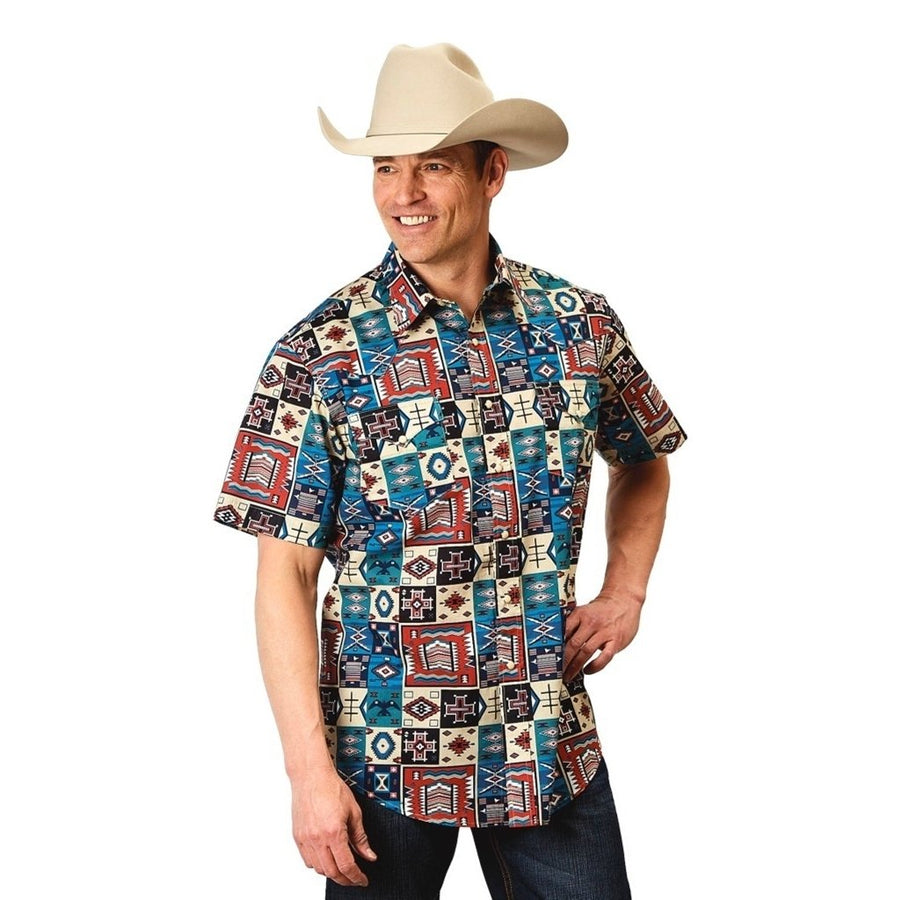 Roper Western Shirt Mens S/S Patchwork Multi-Color 03-002-0486-0311 MU Image 1