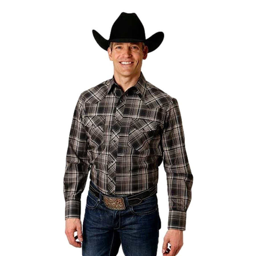 Roper Western Shirt Mens L/S Snap Cuffs Black 01-001-0101-6027 BL Image 1