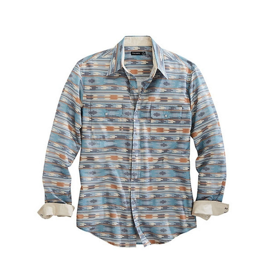 Tin Haul Western Shirt Mens L/S Aztec Snap Gray 10-001-0067-0219 GY Image 1