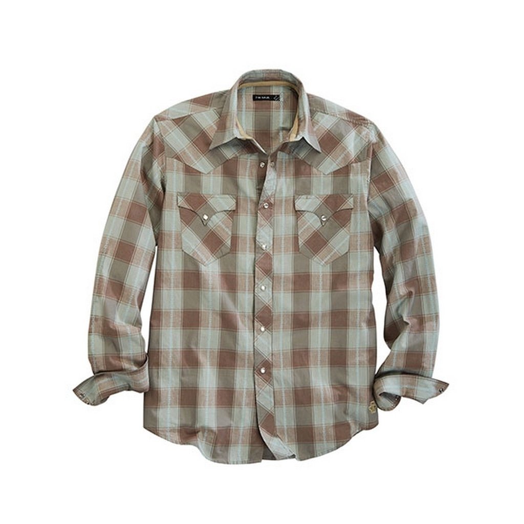 Tin Haul Western Shirt Mens L/S Plaid Brown 10-001-0062-0208 BR Image 1