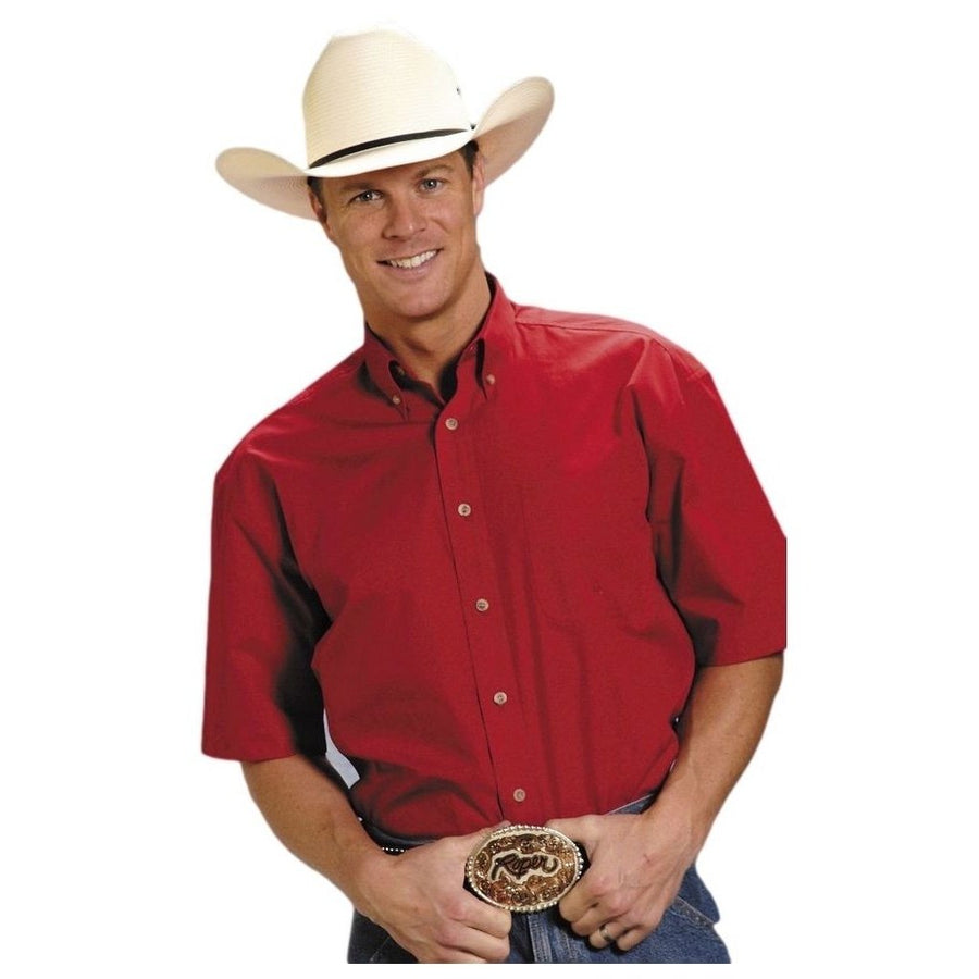 Roper Western Shirt Mens S/S Button Solid Red 03-002-0366-0022 RE Image 1