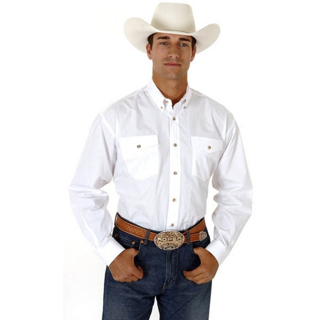 Roper Western Shirt Mens L/S Tall Button White 03-001-0665-0025 WH Image 1