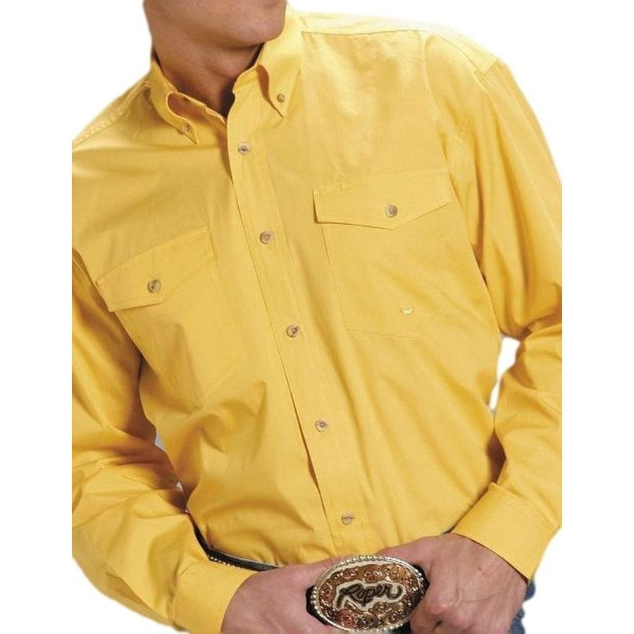 Roper Western Shirt Mens L/S Button Solid Yellow 03-001-0365-0030 YE Image 1