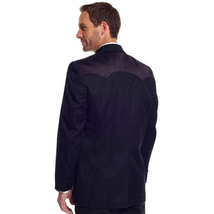 Circle S Western Sport Coat Mens Traditional Tuxedo Satin Black CT0129 Image 2