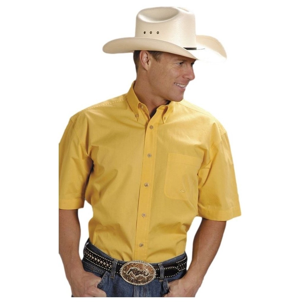 Roper Western Shirt Mens S/S Button Solid Yellow 03-002-0366-0030 YE Image 1