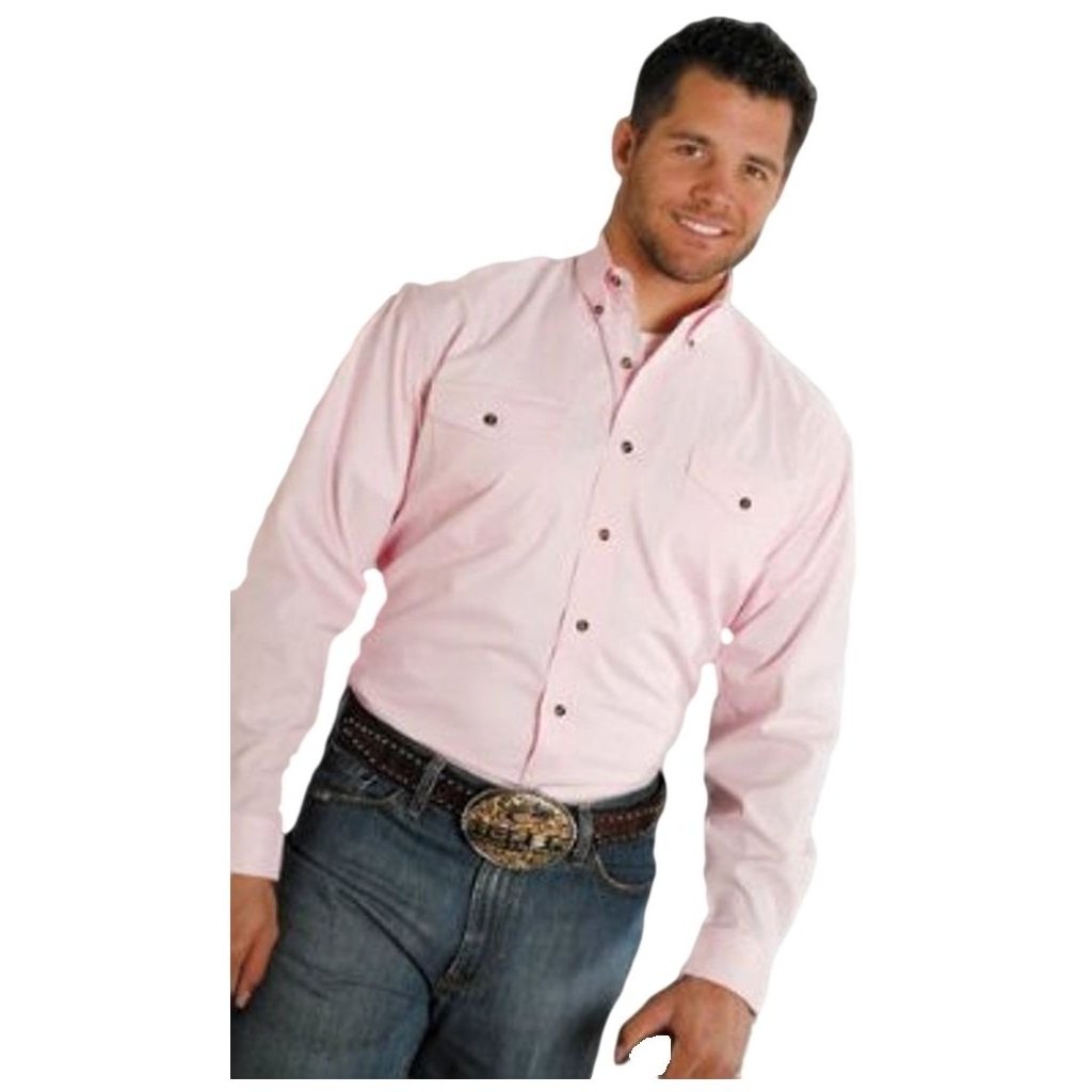 Roper Western Shirt Mens L/S Button Solid Pink 03-001-0365-0066 PI Image 1